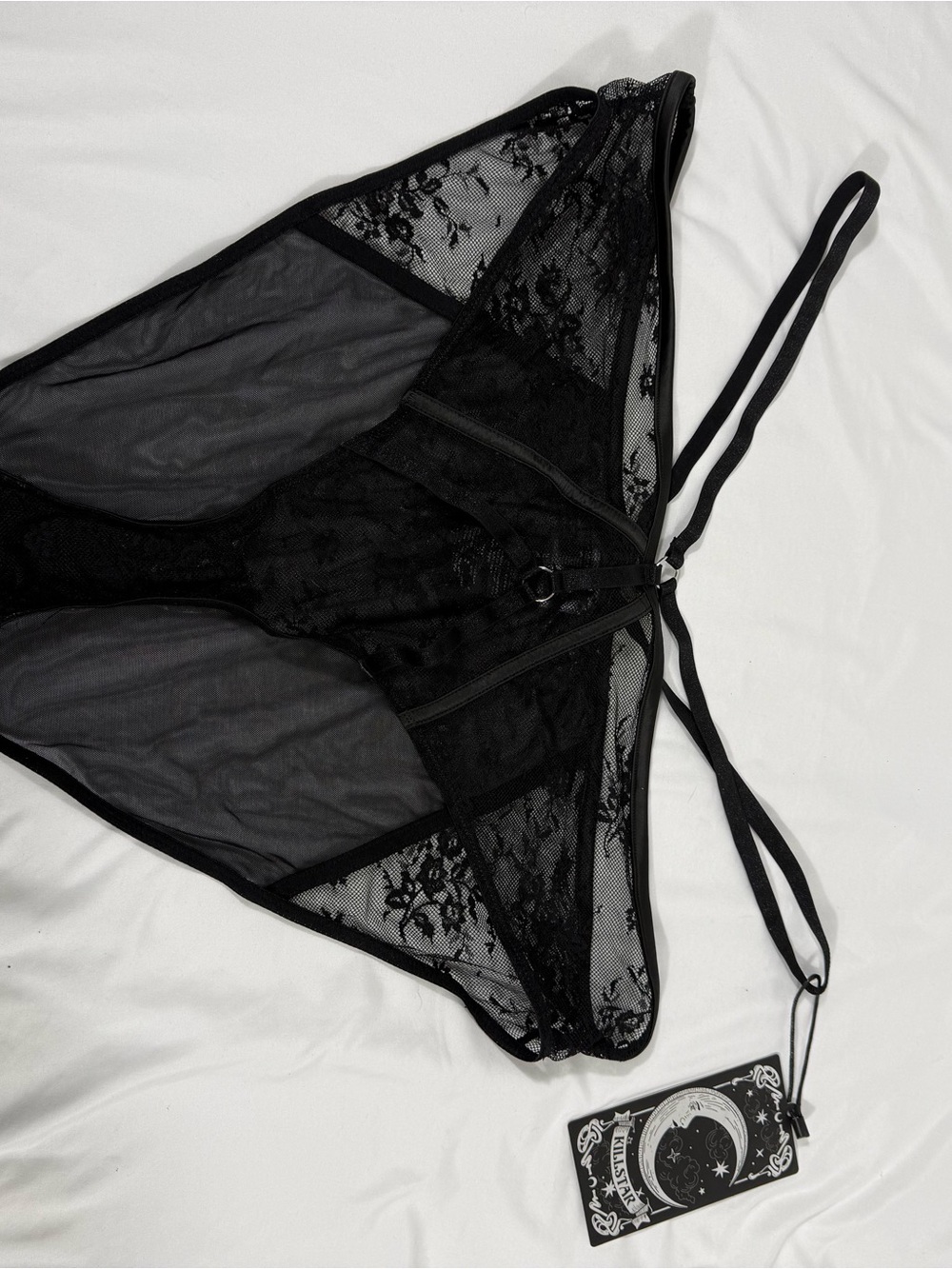 Killstar Black Floral Mesh Strappy Brief Panties Plus Size 3XL Sheer Nylon
